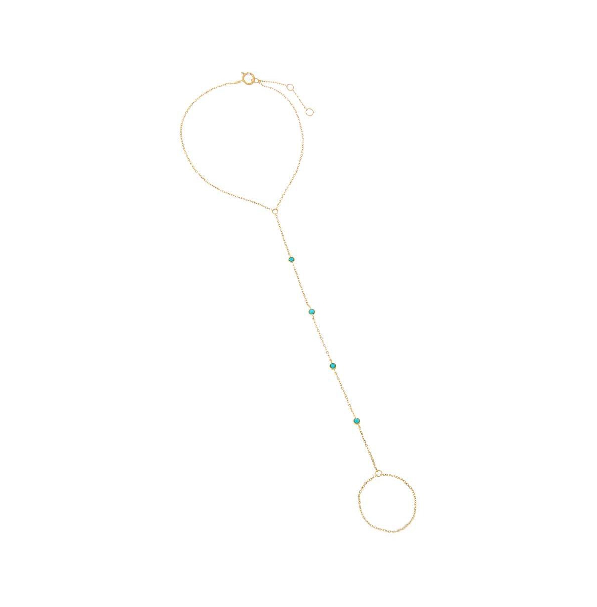 Turquoise Multi Embedded Hand Chain 14K - 14k gold