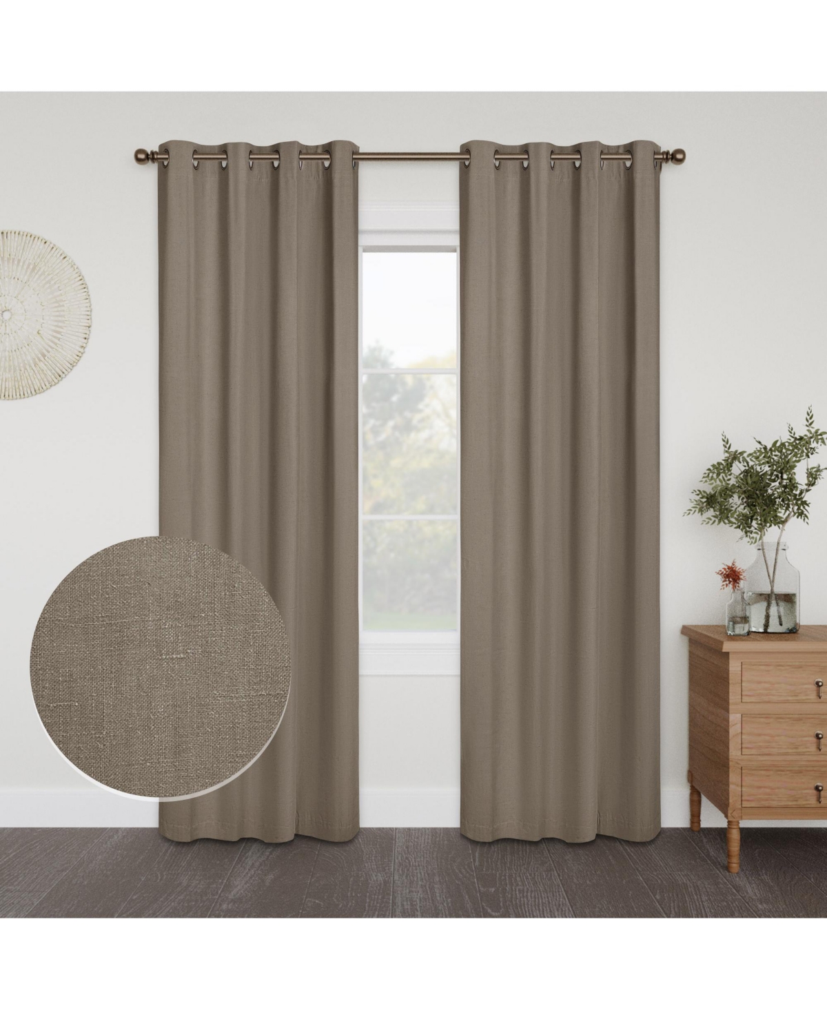 Linen Slub Blackout Grommet Pair (2 Panels), 52"&#xD7;108" - River blue