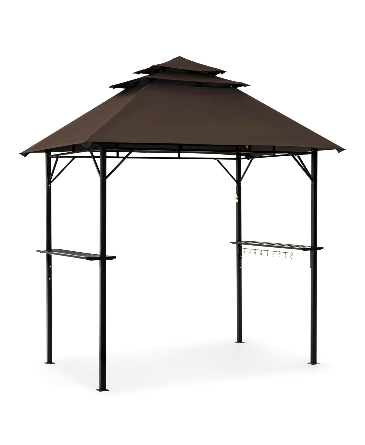 8&#xD7;5 Feet Brown Outdoor 3-Tier Waterproof Bbq Grill Gazebo with Vented Top - Brown