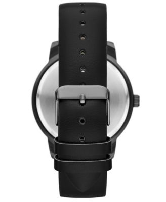 Men's Three Hand Black Polyurethane Watch, 46mm