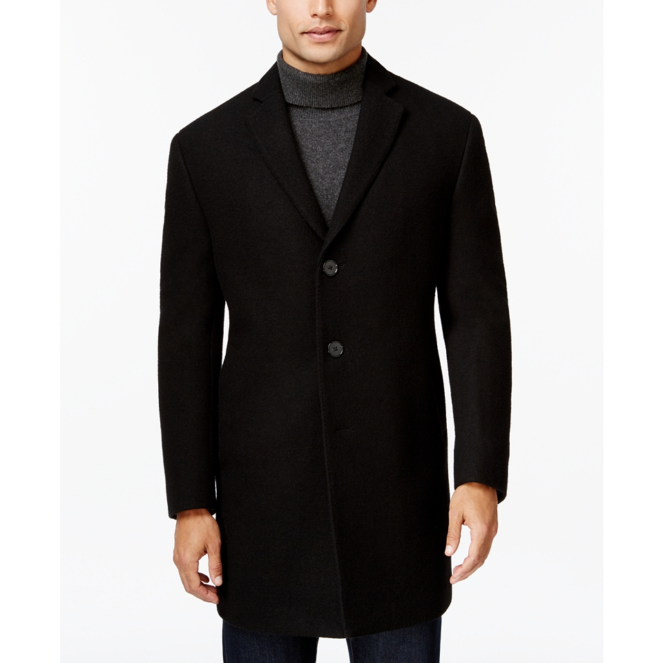 Calvin Klein X Fit Black Melange Extra Slim Fit Overcoat   Coats