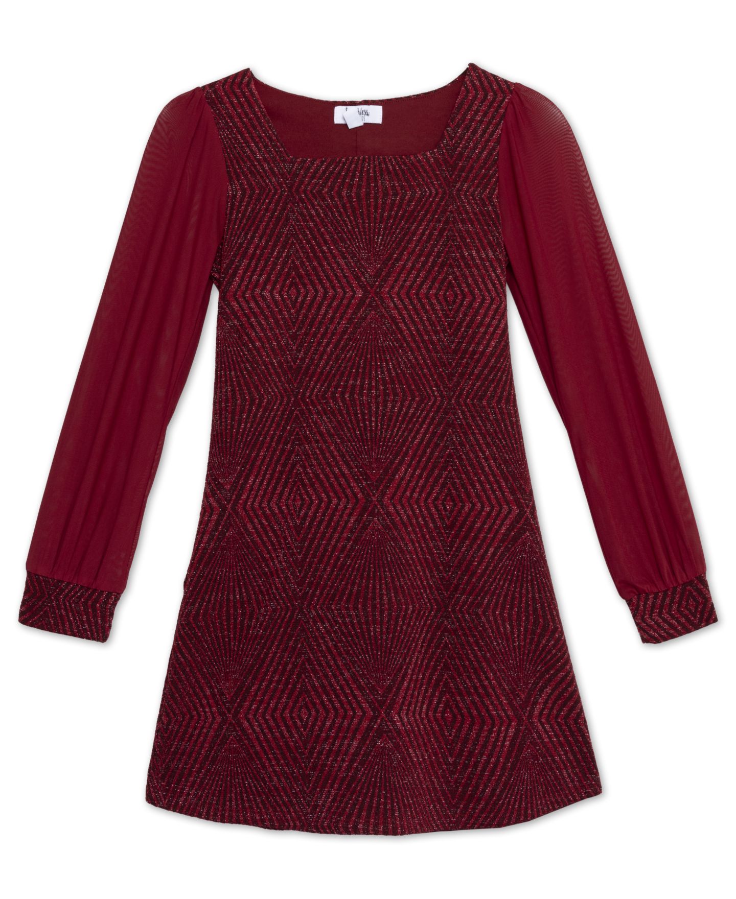 Платье Speechless Knee Length Square Neck Long Sleeve Dress для девочек, цвет: Глубокий красный — фото 2