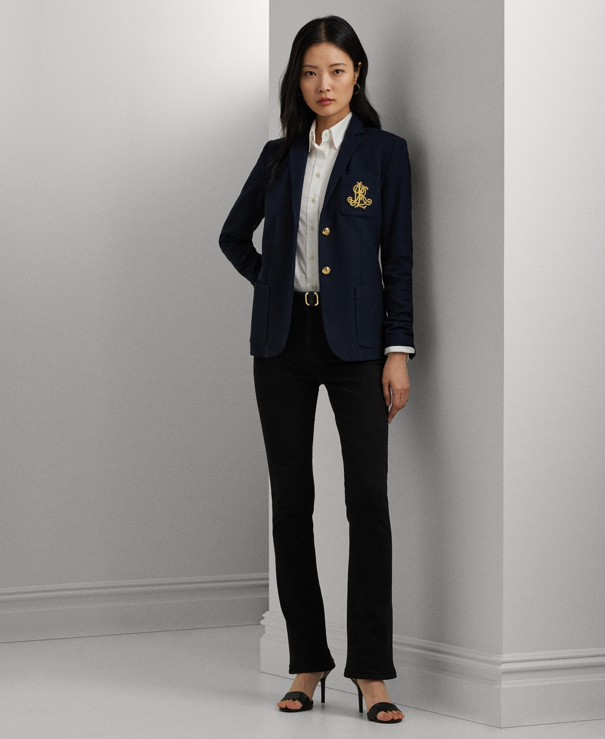 Ralph Lauren Petite Bullion Jacquard Blazer In Lauren Navy