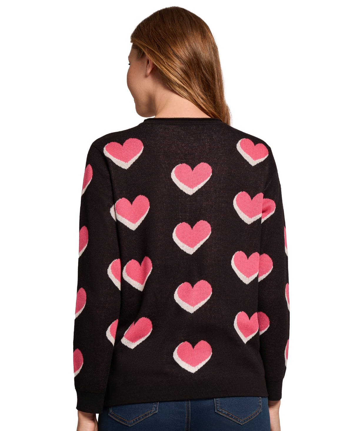 Jones New York Heart Crewneck Sweater In Jones Black Multi