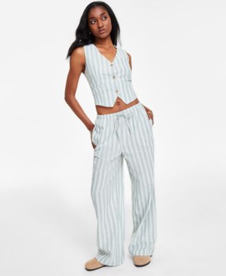 Juniors' Sleeveless Linen Vest