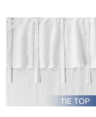 Recycled Cotton Blend Ruffle Tie Top Curtains Pair, Bleached Mauve, 52"×84"