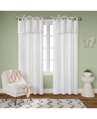 Recycled Cotton Blend Ruffle Tie Top Curtains Pair Bleached Mauve 52 Xd784