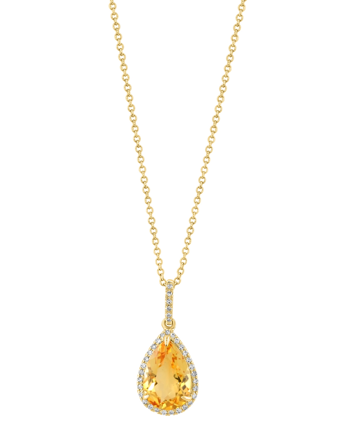 EFFY COLLECTION EFFY PEAR-SHAPE CITRINE (3-3/8 CT. T.W.) & DIAMOND (1/8 CT. T.W.) 18" PENDANT NECKLACE IN 14K YELLOW 