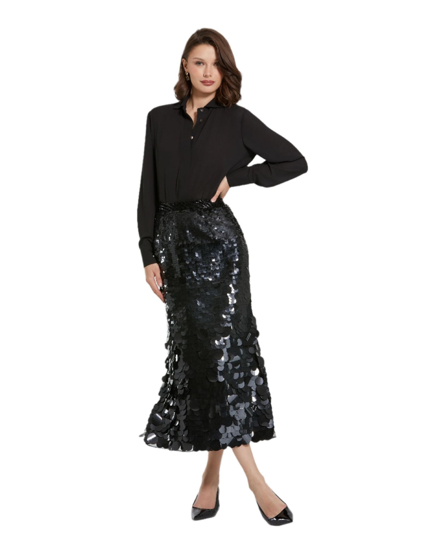 Women's Paillette Sequin Midi Skirt