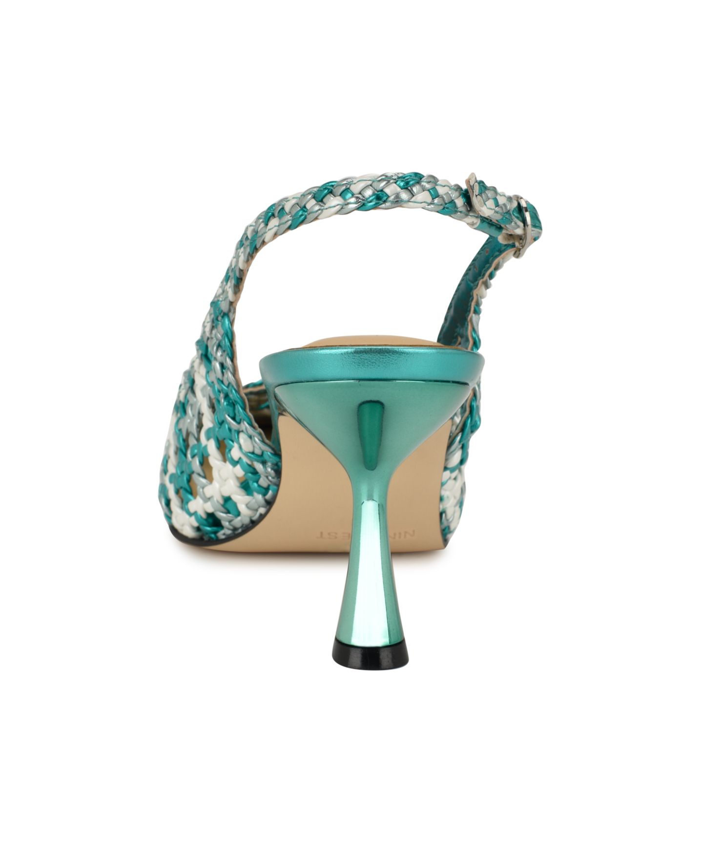 Женские туфли Nine West Madalene Woven Slingback Kitten Heel, цвет: Зелёный разноцветный — фото 3
