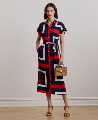 送関込☆LAURENRALPHLAUREN BELTED CREPE PINTUCKED SHIRTDRESS s7-AI250963711001_lifestyle?