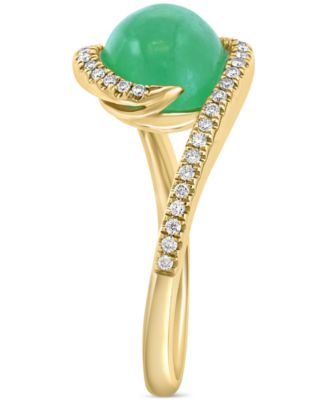 EFFY&reg; Dyed Jade (3-3/4 ct. t.w.) & Diamond (1/6 ct. t.w.) Statement Ring in 14k Yellow Gold