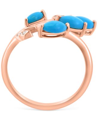 EFFY&reg; Turquoise & Diamond (1/20 ct. t.w) Branch Statement Ring in 14k Rose Gold