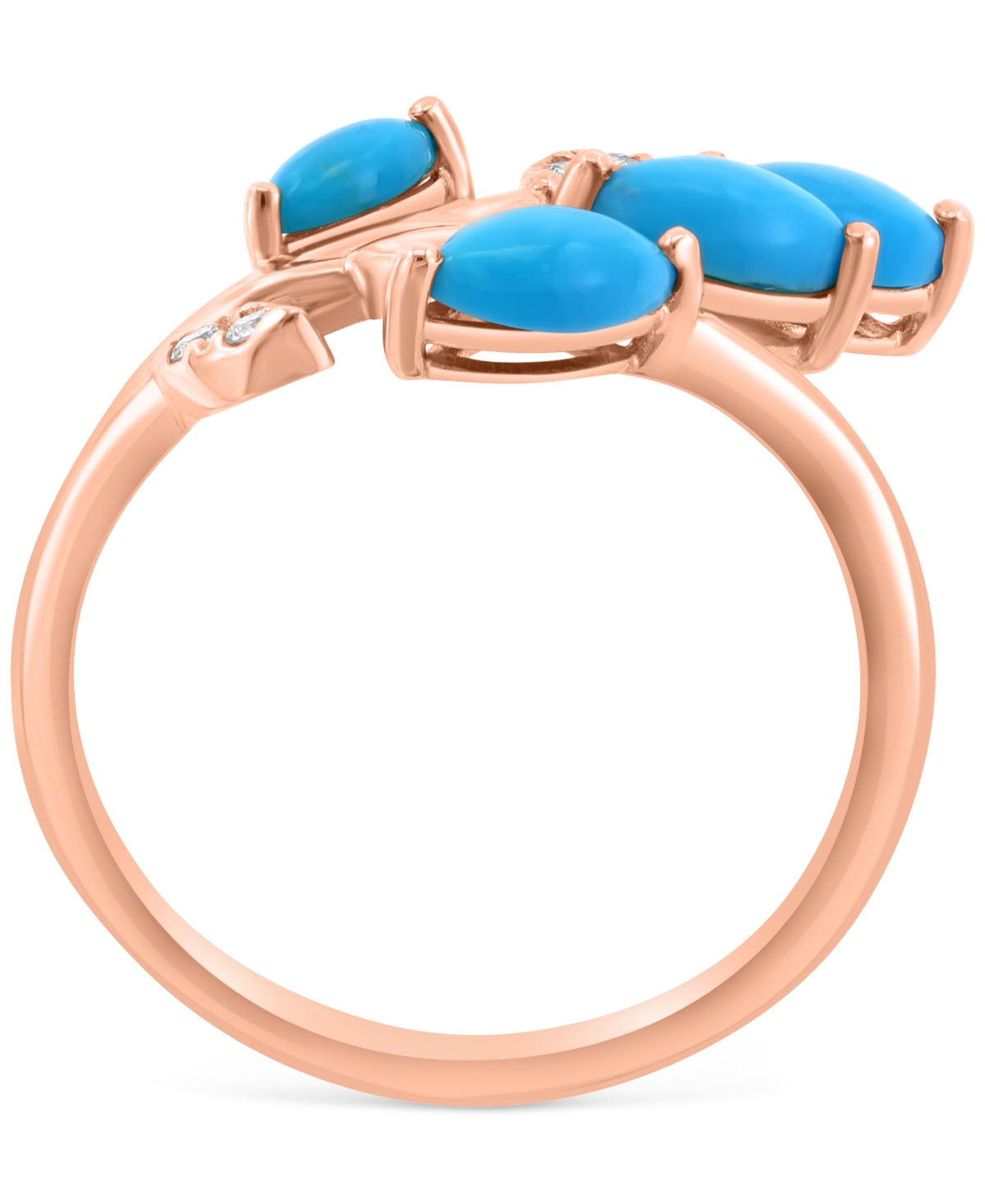 Effy Collection Effy Turquoise & Diamond (1/20 Ct. T.w) Branch Statement Ring In 14k Rose Gold In Turquoise