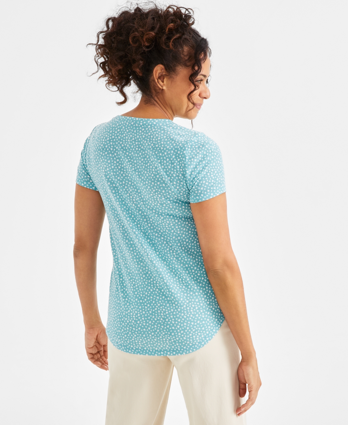 Style & Co Women's Heart Printed Short-Sleeve T-Shirt, Exclusively at Macy's
