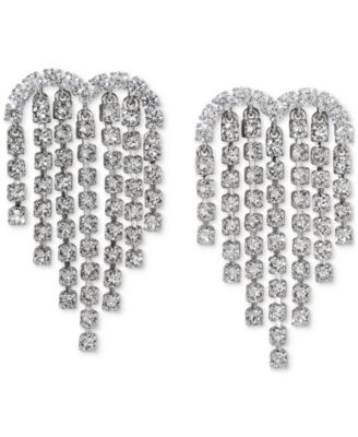 AJOA - Gold-Tone Cubic Zirconia Heart Fringe Chandelier Drop Earrings