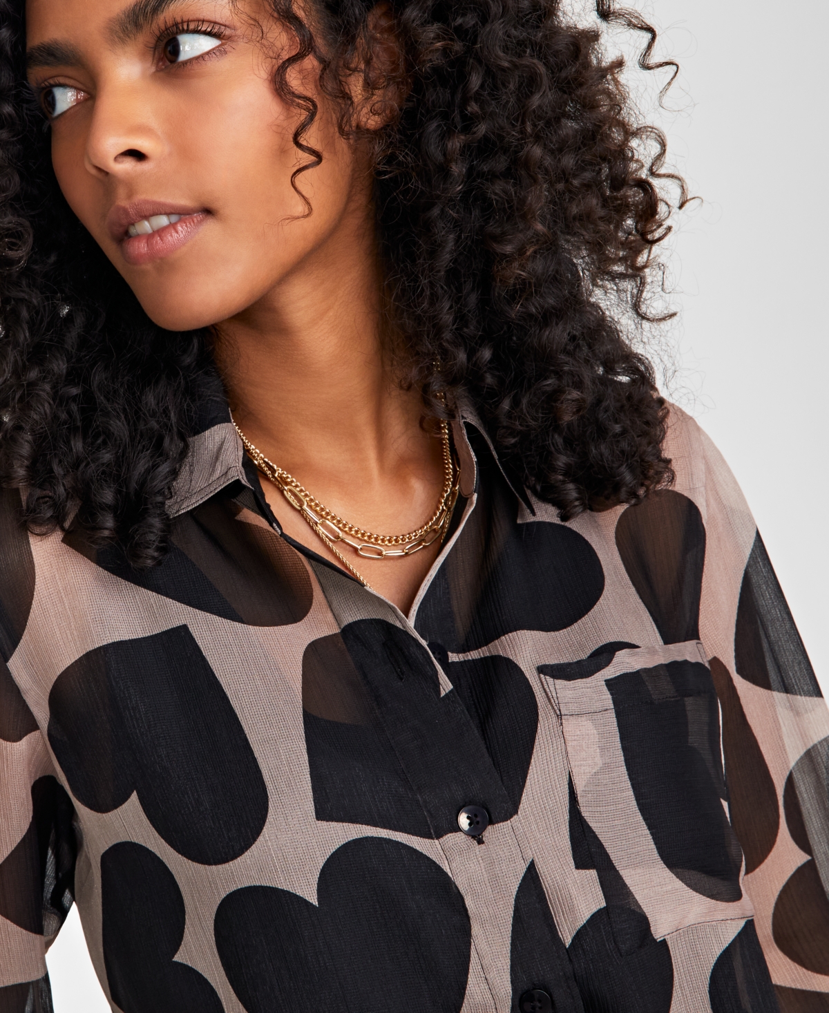 On 34th Women's Textured Relaxed Button Front Blouse, Exclusively At Macy's In Antique Blush