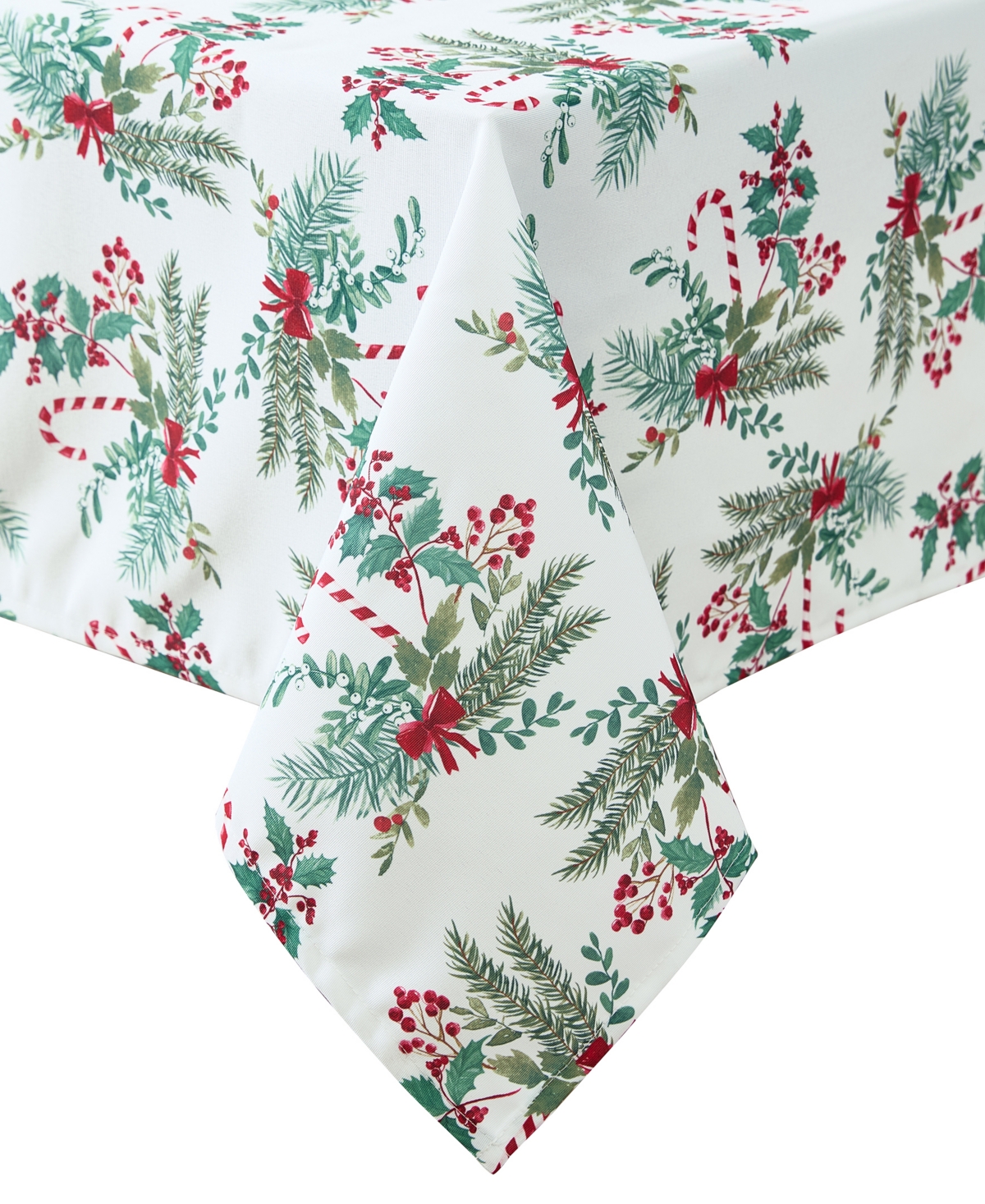 Laura Ashley Easy Care Holiday Tablecloth, 60" X 102" In Candy Cane