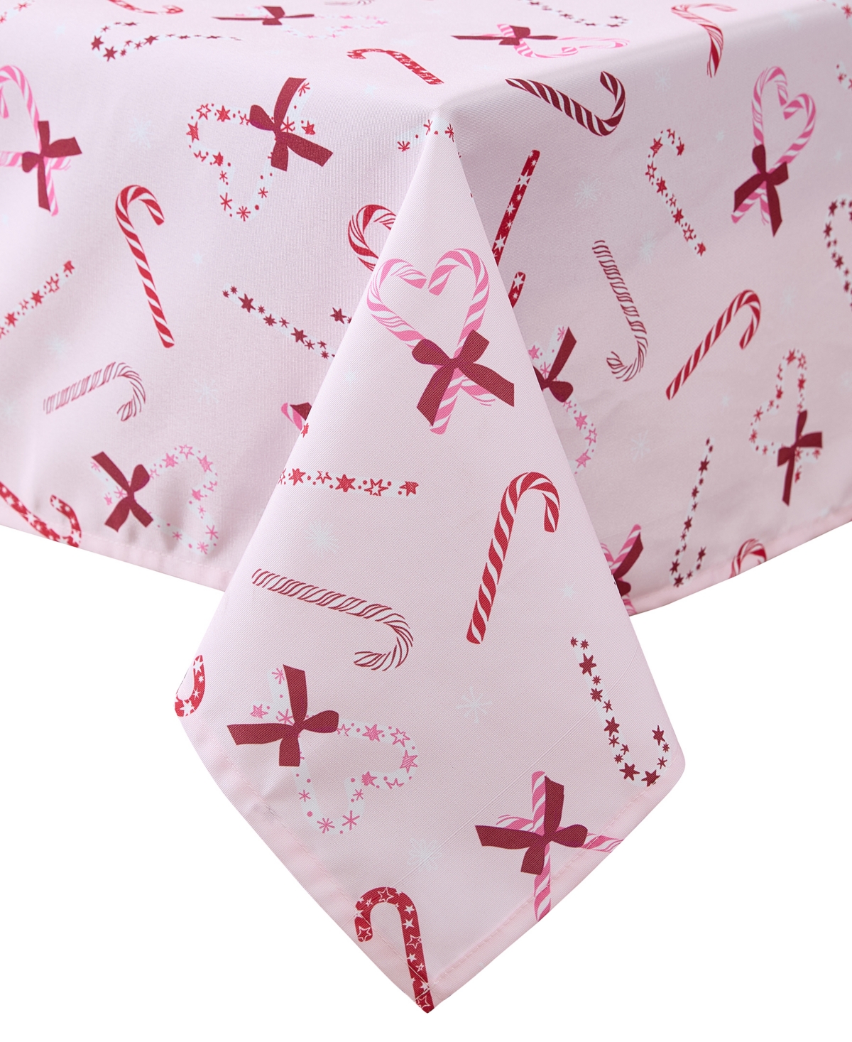 Laura Ashley Easy Care Holiday Tablecloth, 60" X 120" In Pink Peppermint