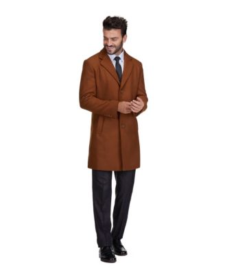 Men's Tailored Wool Blend Notch Collar Wool Blend Walker Car Coat