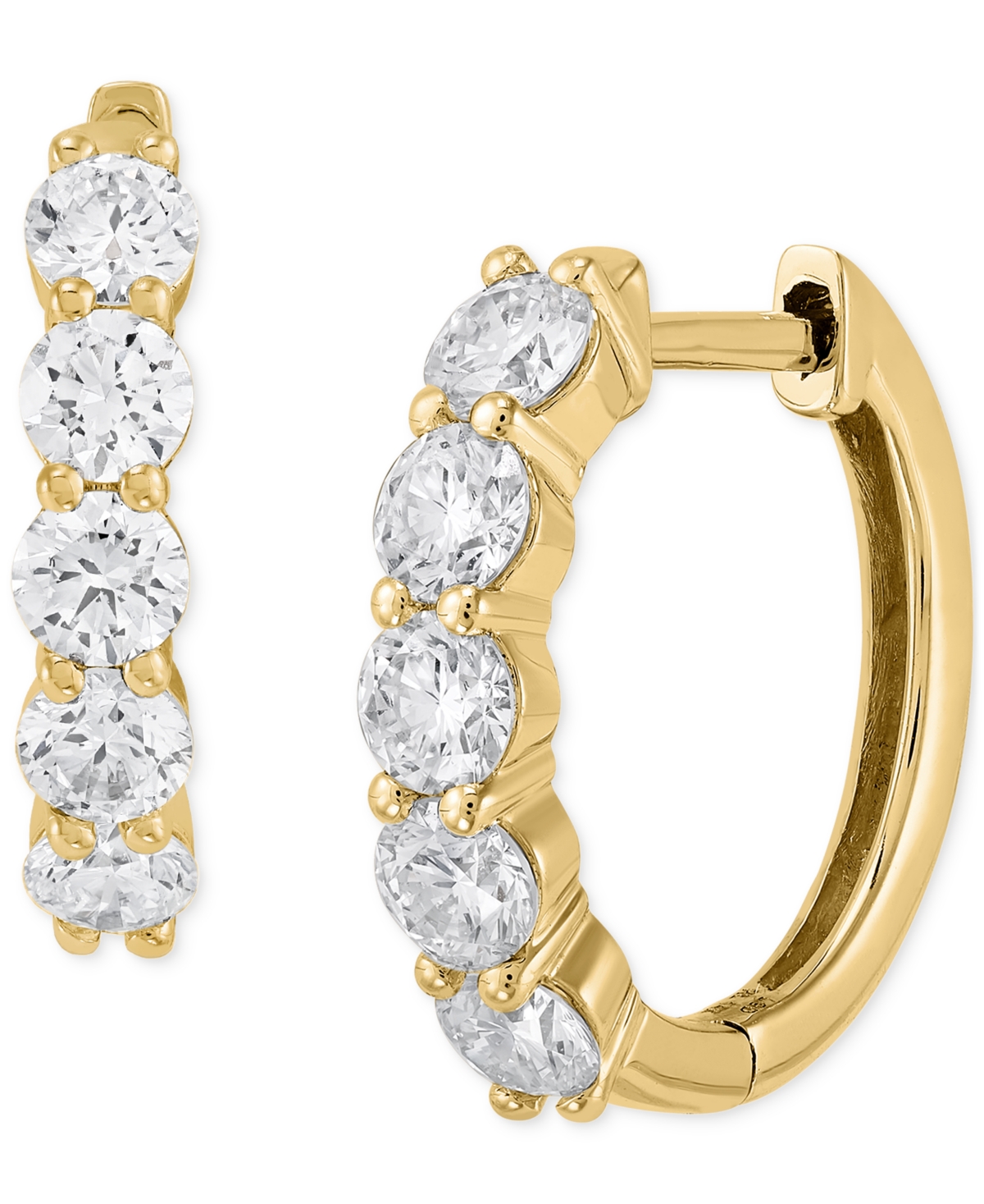 Lab Grown Diamond Hoop Earrings (1 ct. t.w.) in 14k White or Yellow Gold - Yellow Gold