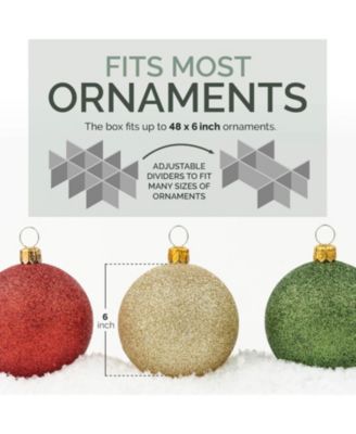 Christmas Storage Box with Adjustable Dividers and 4 trays - Stores Up to 48 - 6&amp;quot; Ornaments
