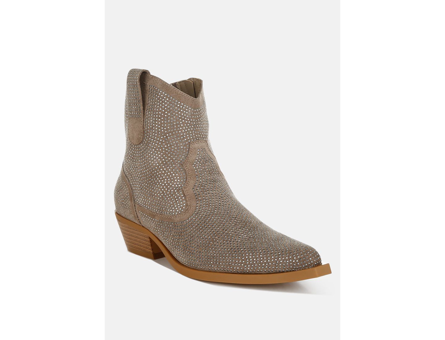Женские ботинки Rag & Co Costello Rhinestones Embellished Cowboy, цвет: Бежевый / Хаки — фото 3
