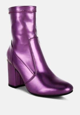 Womens Tirana Metallic Pleather Sock Boots