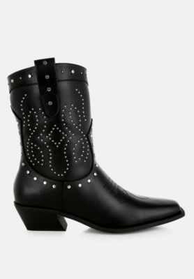 Womens Equine Studded Embroidery Cowboy Boots