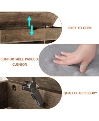 Storage Bench, Shoe Bench with Cushion, Entryway Bench with Lift-Top Storage Box & 2 Tiers Open Shoe Rack