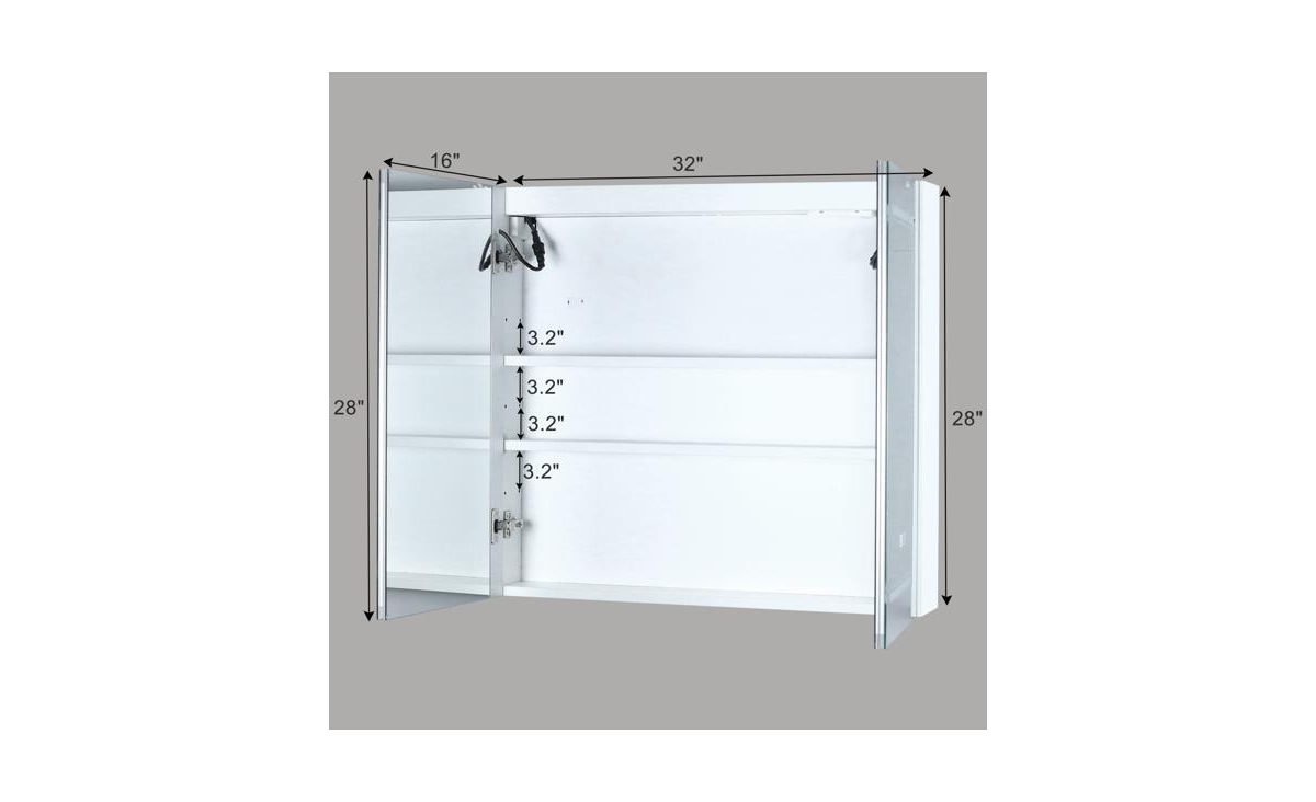 Slickblue Led Bathroom Wall Cabinet with Double Doors – Stylish Mirror Storage Solution in White