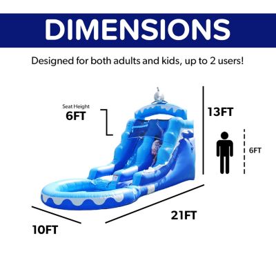 HeroKiddo 13  Dolphin Commercial Grade Water Slide with Pool for Kids and Adults (with Blower), Wet Dry Use, Outdoor Indoor, Birthday Party, Rental Quality