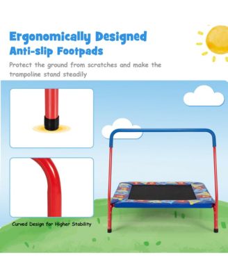 36'' Kids Square Trampoline Indoor Outdoor Rebounder W/Foam Handrail Alphabet Pad