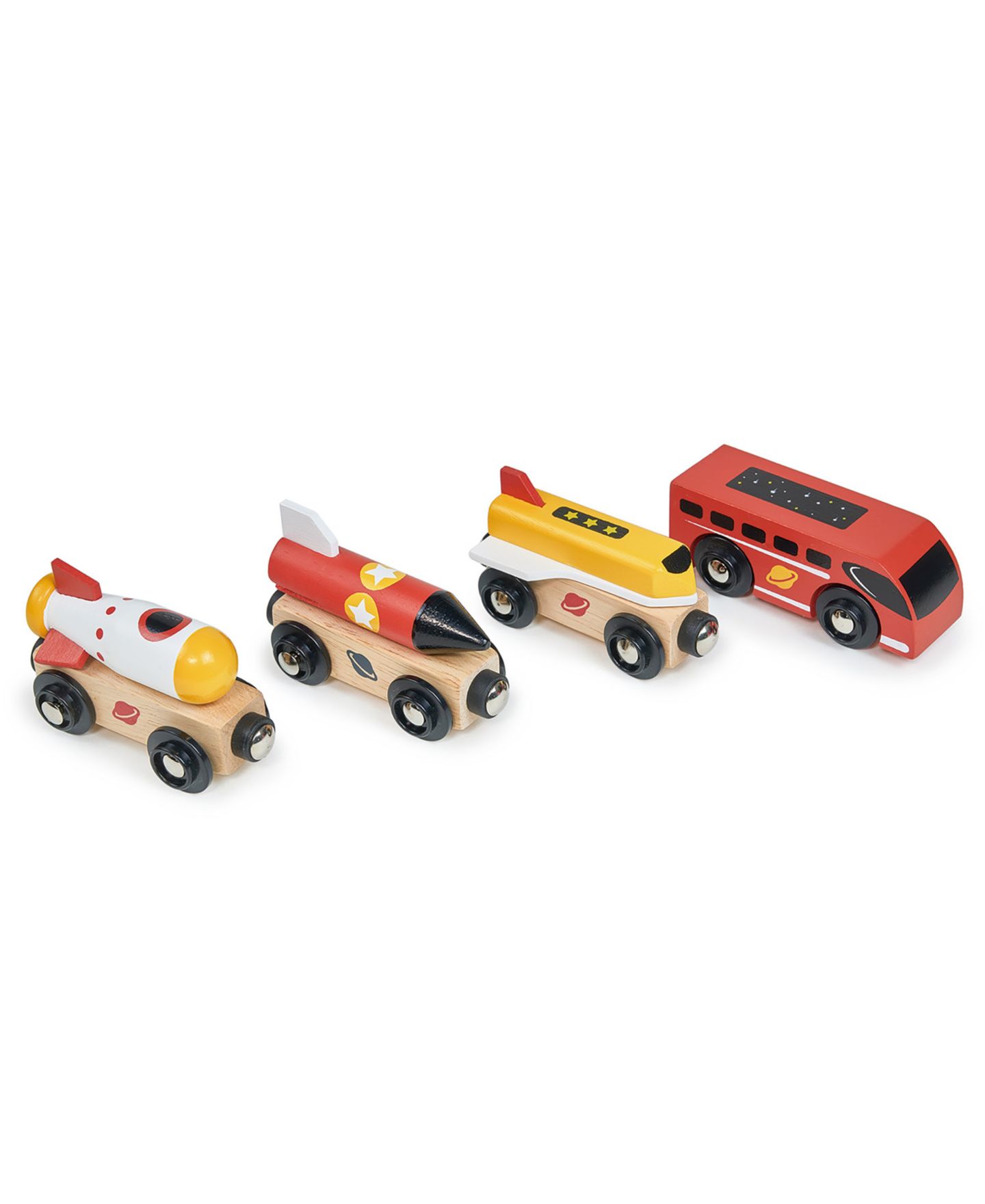 Детские игрушки Mentari Toys Adventure Trains Magnetic Wooden Train Set, 4-Piece Set — фото 3