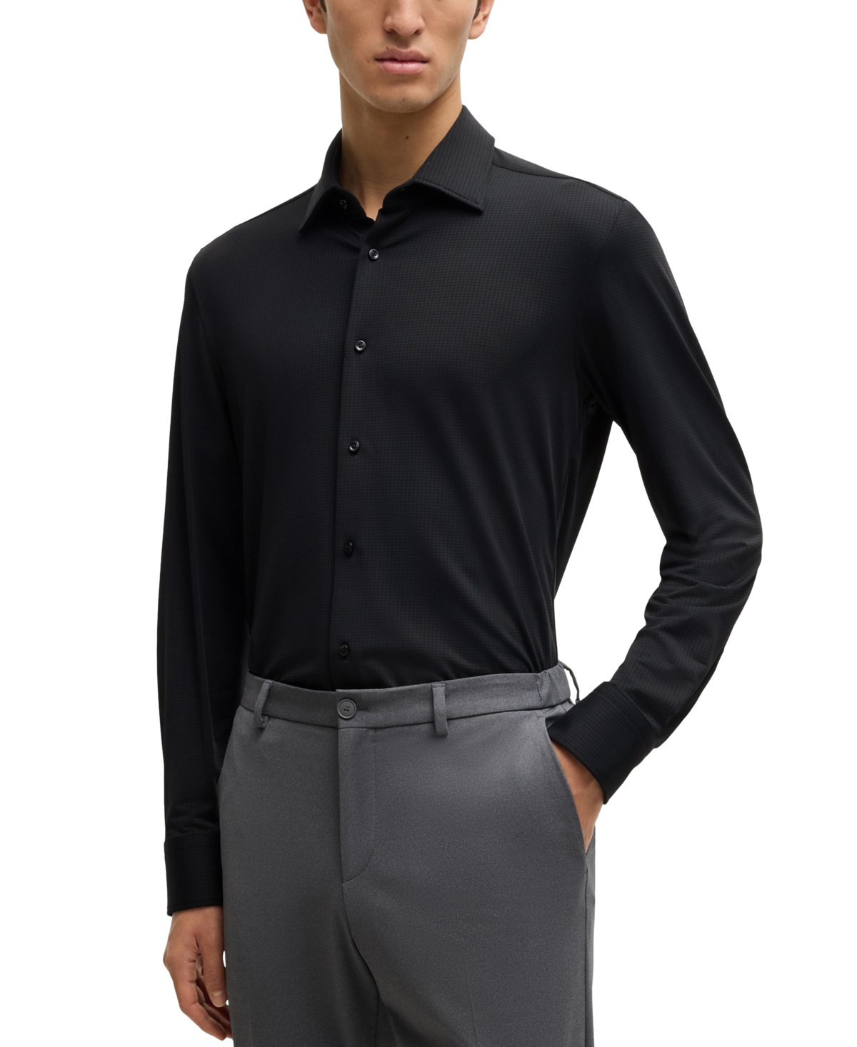 Hugo Boss Boss By Men's Textured Performance Slim-fit Dress Shirt In ...
