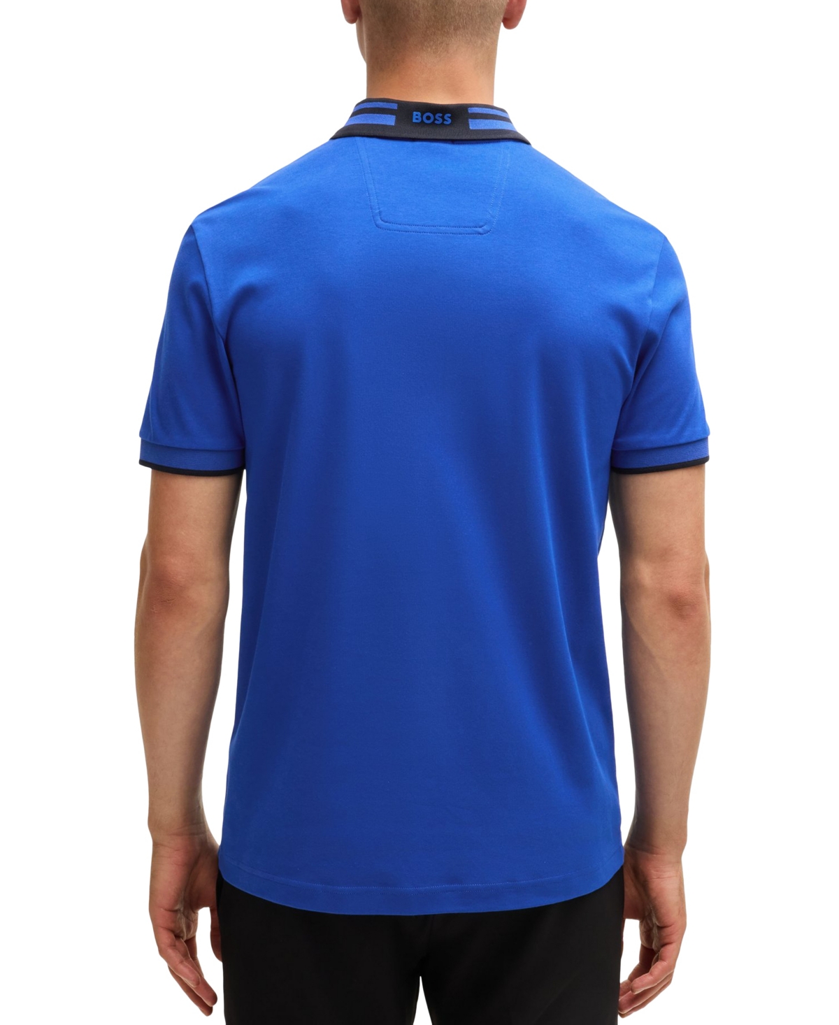 Shop Hugo Boss Boss By  Men's Slim-fit Striped-collar Polo In Open Blue