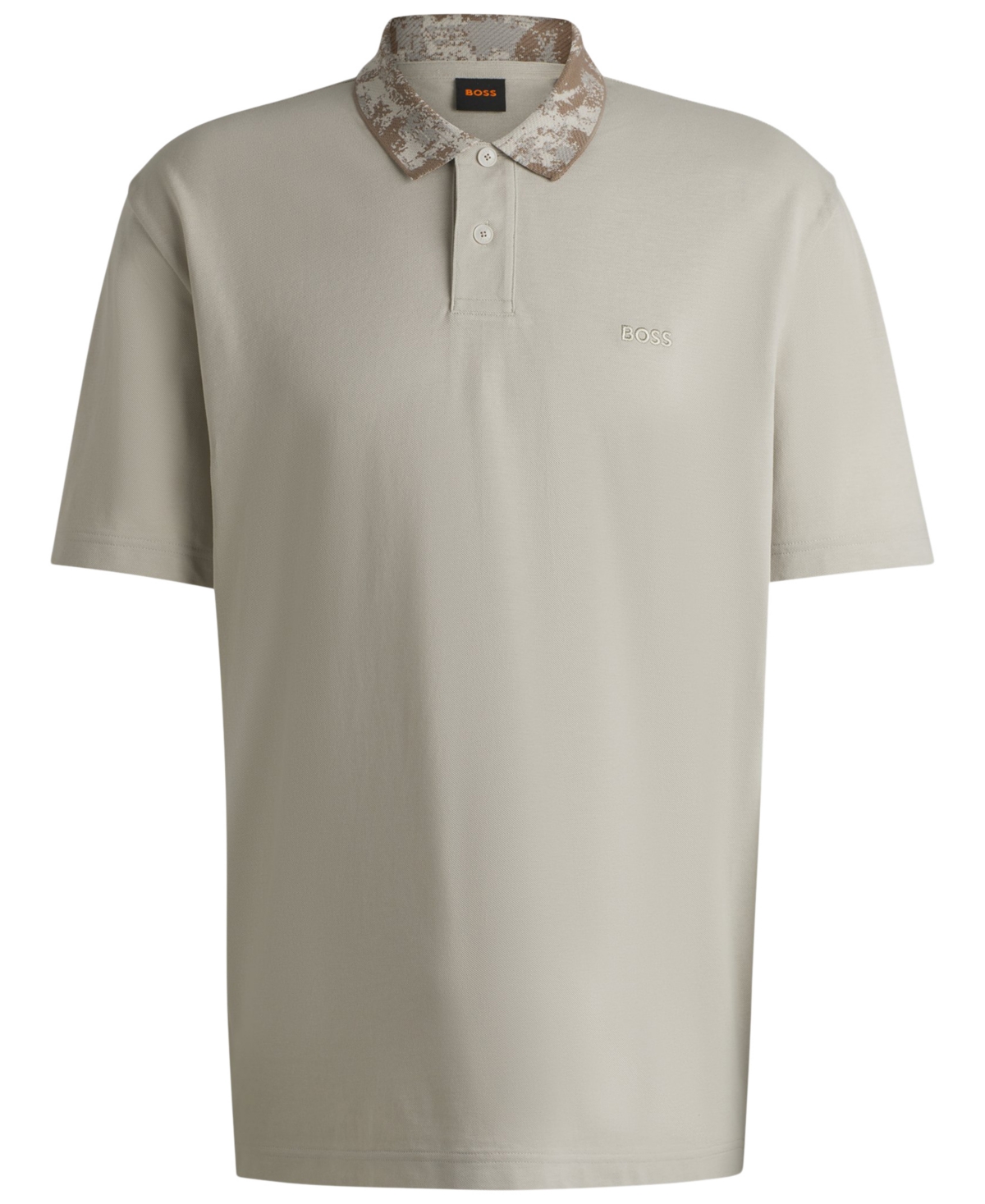 Shop Hugo Boss Boss By  Men's Jungle-artwork Pique Polo In Open Beige