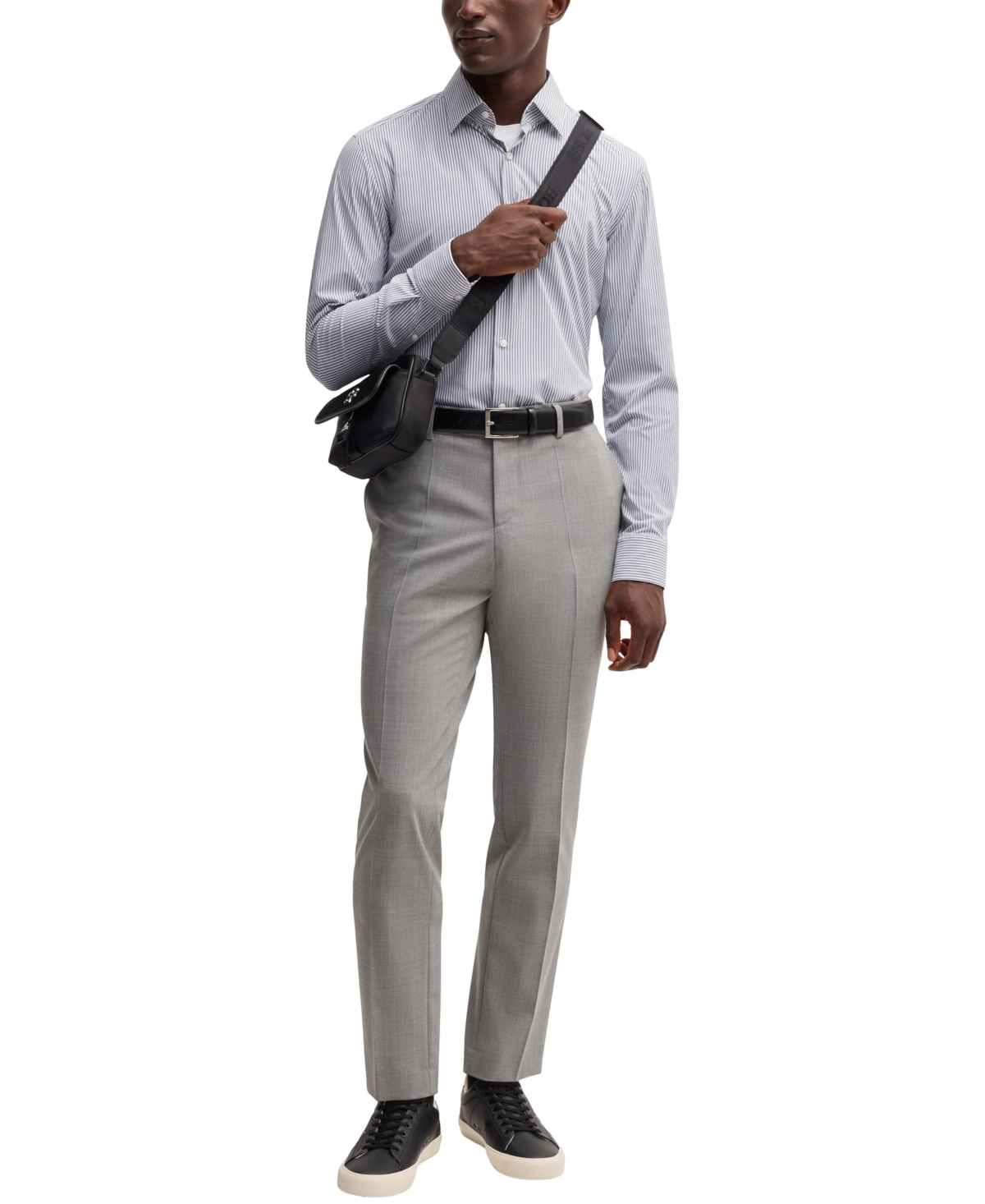 Hugo Boss Boss By  Men's Striped Slim-fit Performance-stretch Shirt In Light Blue