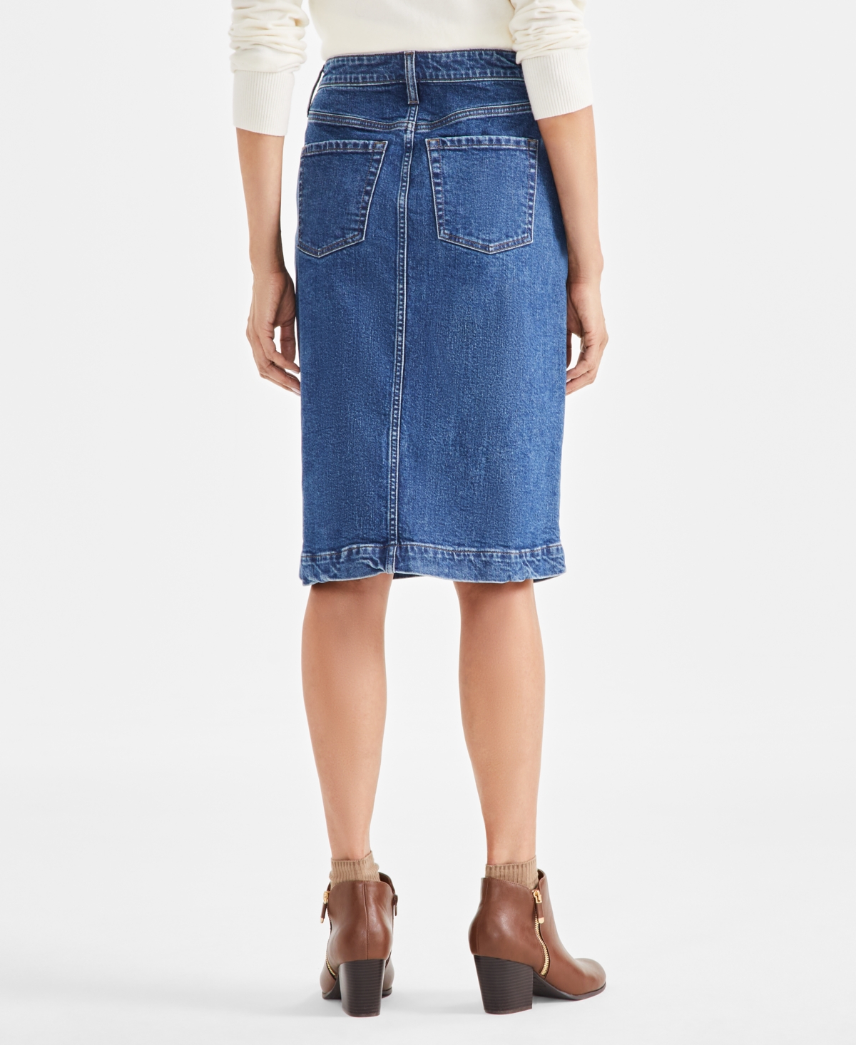 MACY'S WOMEN'S DENIM MIDI SKIRT, EXCLUSIVELY AT MACY'S 