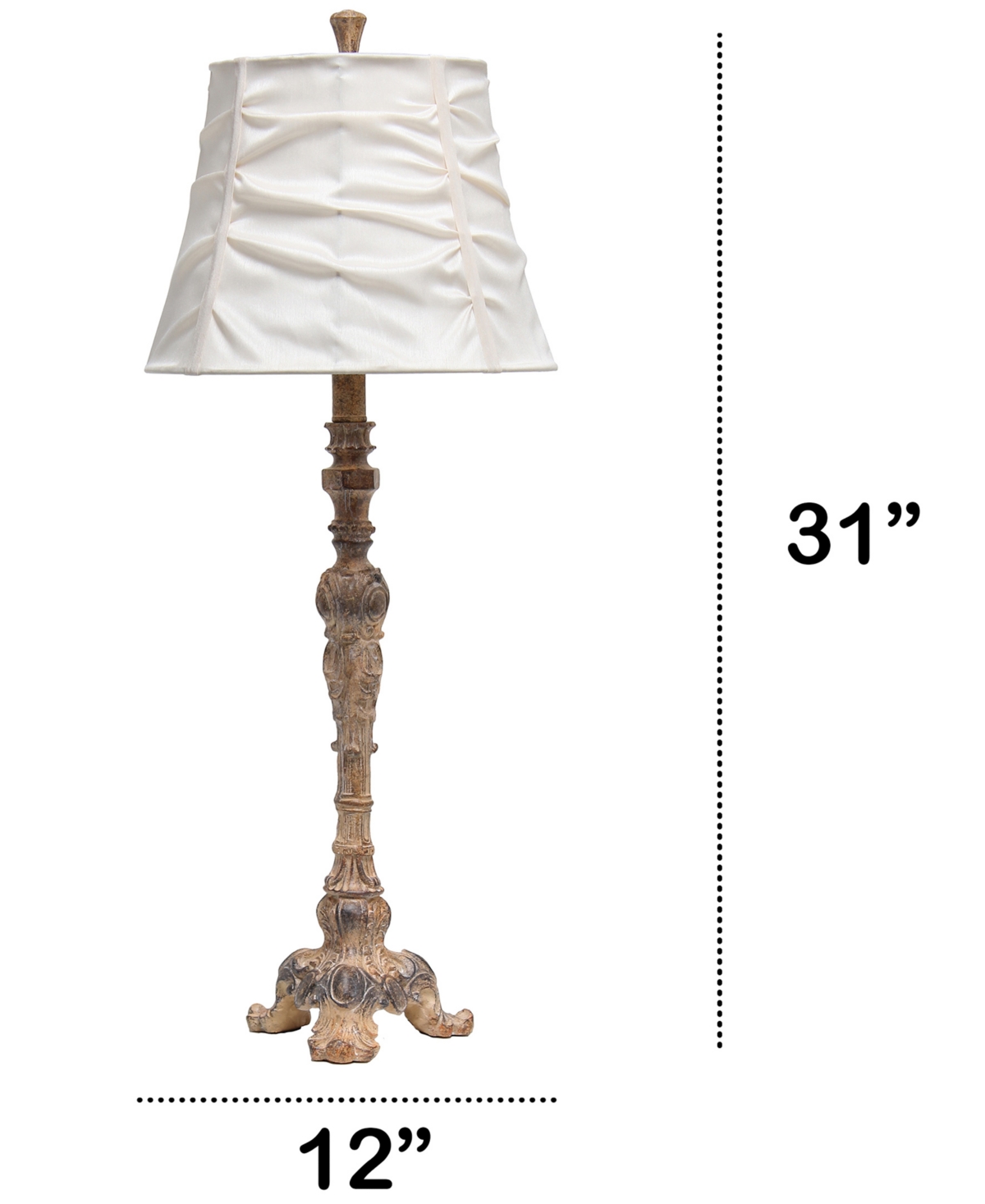 Lalia Home 31in Tall Vintage Embellished Table Lamp With Ruffled Shade In Cream