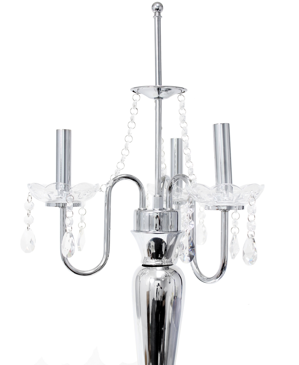 Lalia Home 31" Chrome Cascading Crystal Table Lamp In Chrome,gray Shade