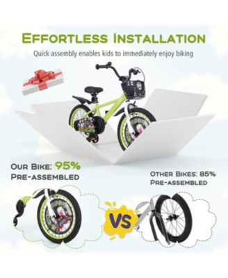 16/18 Inch Kids Bike Adjustable with Detachable Training Wheels for 4-8 Years Old