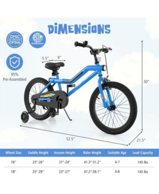 16/18 Inch Kids Bike LED Lighted Adjustable with Training Wheels for 4-8 Years Old Kids