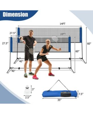 14 ft Adjustable Badminton Net Stand with Portable Carry Bag