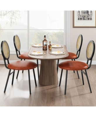 Dining Chairs Set of 4, Rattan Kitchen Chairs with Thicken Upholstered, Modern Dining Room Chairs Set of 4,Brown