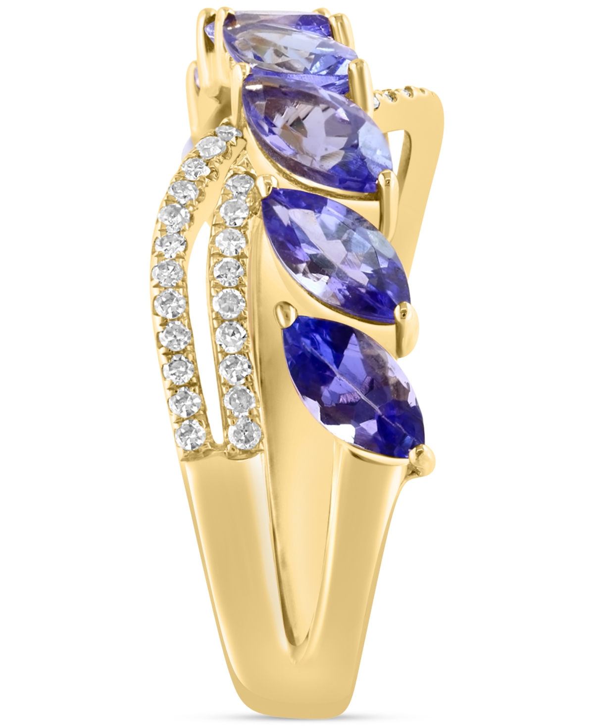 Effy Collection Effy Tanzanite (1-3/8 Ct. T.w.) & Diamond (1/6 Ct. T.w.) Ring In 14k Yellow Gold In Tanzanite