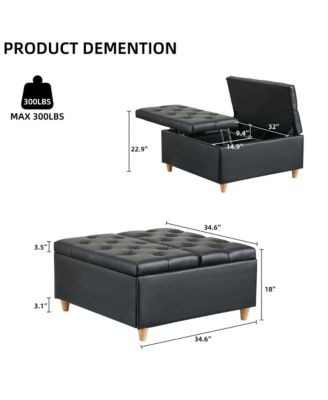 Lift Top Tufted Upholstered Ottoman Coffee Table with Storage