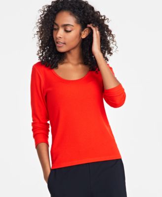 On 34th - Women's Scoop-Neck Ribbed Long-Sleeve Top