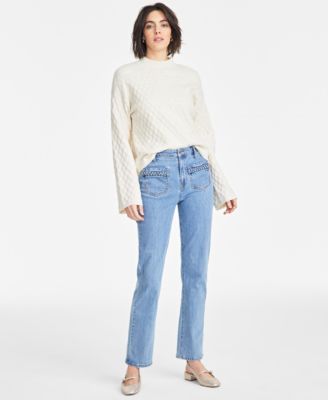 On 34th - Women's High-Rise Braided Straight-Leg Jeans