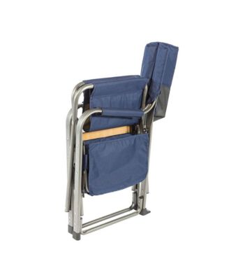 Portable Director's Chair w/Cooler, Cup Holder, & Side Table, Navy/Tan